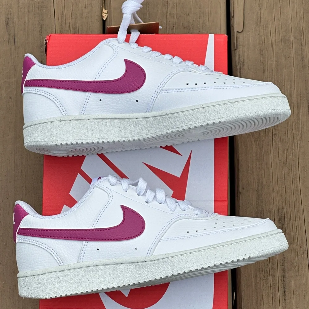 Nike Court Vision Low Womens 7 Youth 5.5Y White Sustainable Casual Sneaker NEW